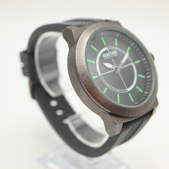 Kenneth Cole Reaction Mens 48mm Watch Gray Black Green Jumbo w New Battery - Picture 7 of 13